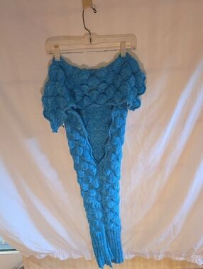 Hand-knit Child's Mermaid Tail Blanket